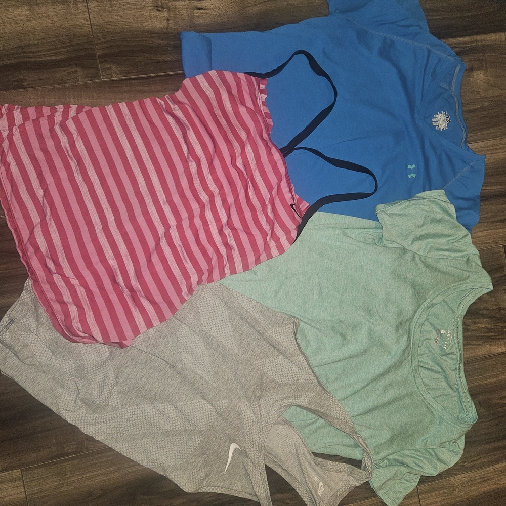Nike Dri-FIT Tops in Blue, Green, and Pink